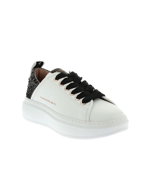 Wembley Woman sneakers da donna in pelle bianca e strass ALEXANDER SMITH | WYW0506WBK